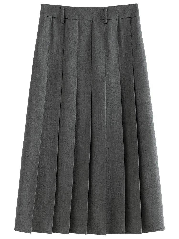 New Belted Elegant Pleated Maxi Skirt