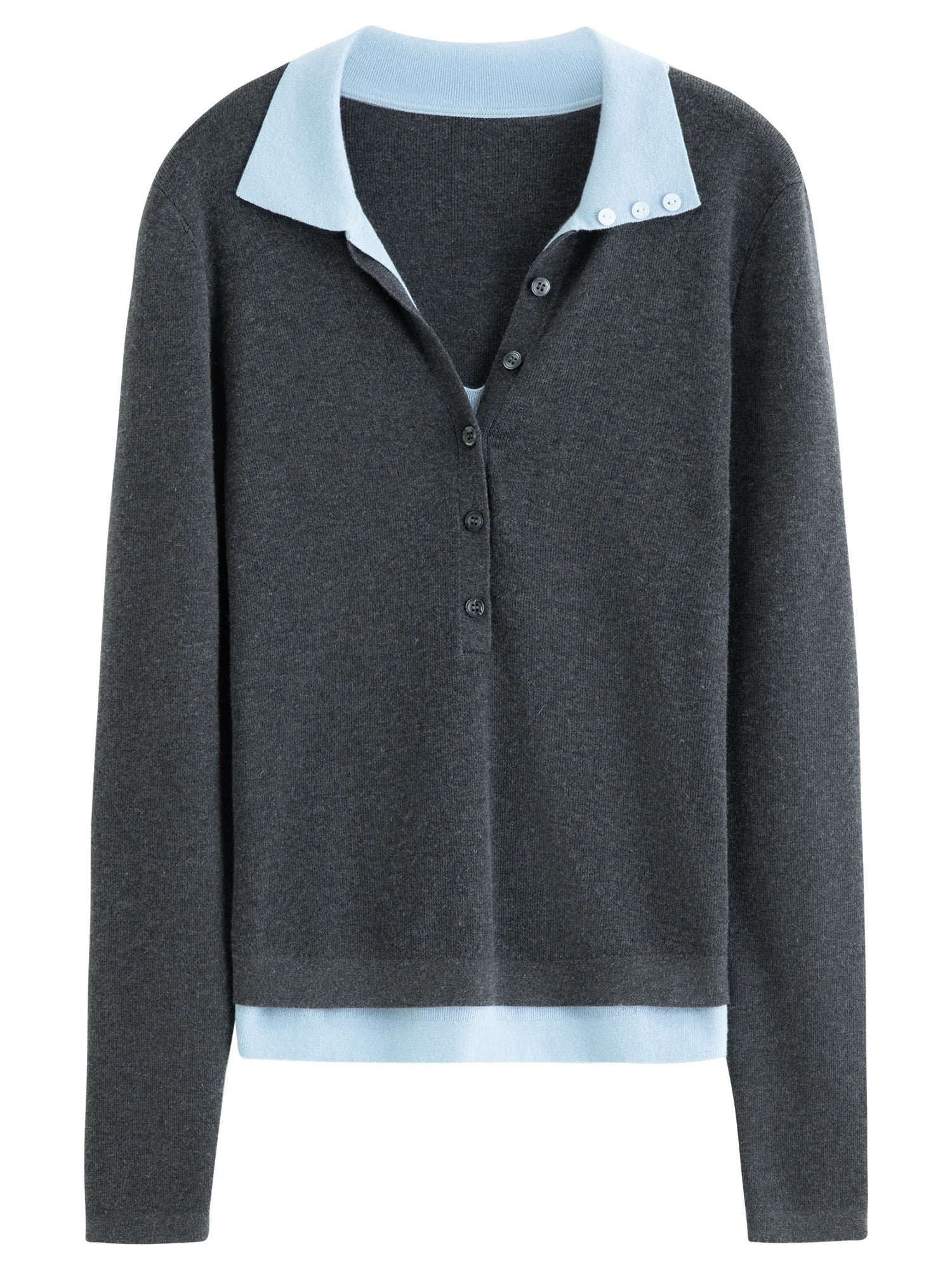 New Style Faux Two-Piece Collared Knit Sweater