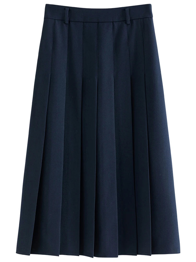 New Belted Elegant Pleated Maxi Skirt