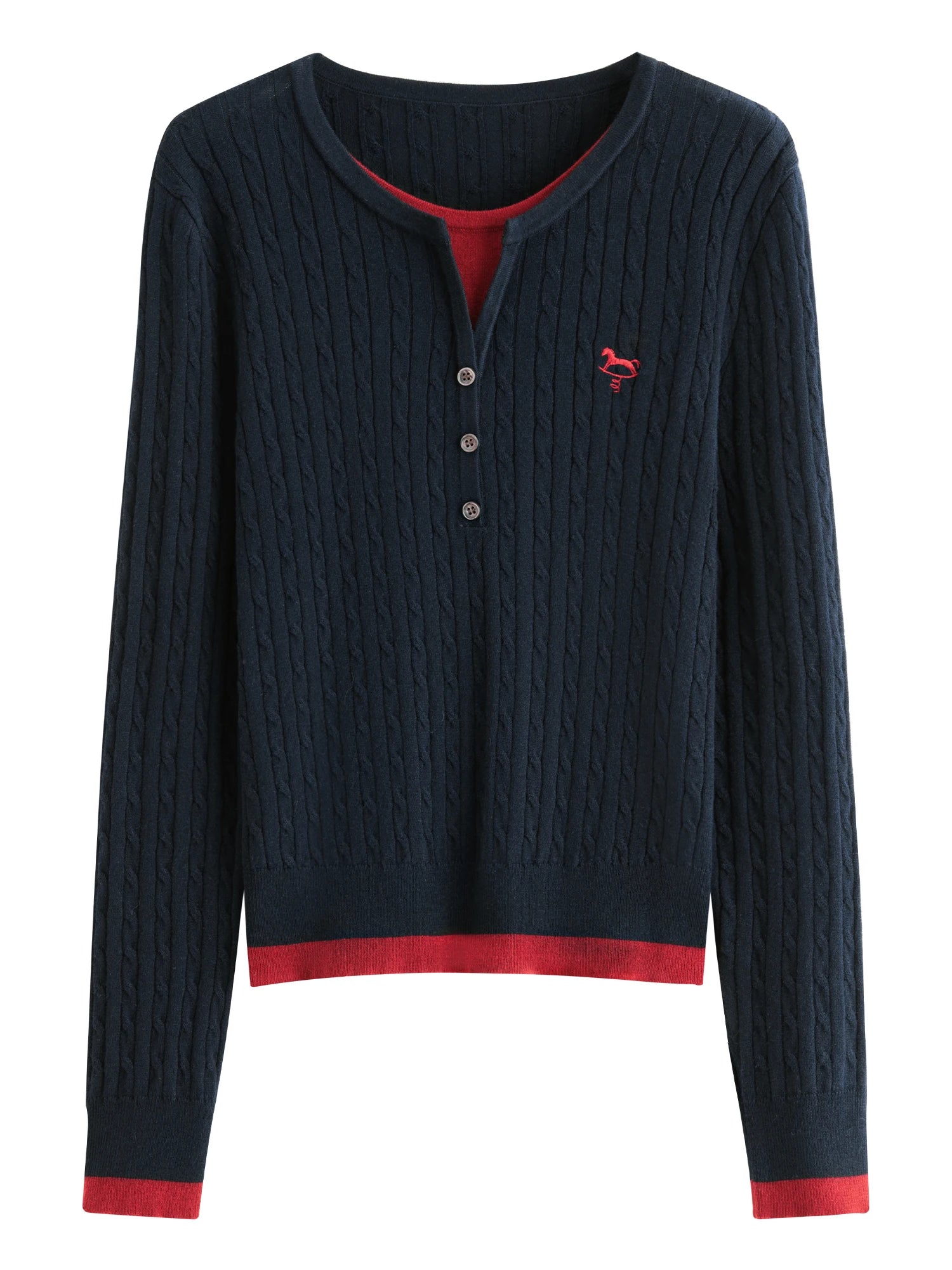 Cable Knit Faux Two-Piece Sweater