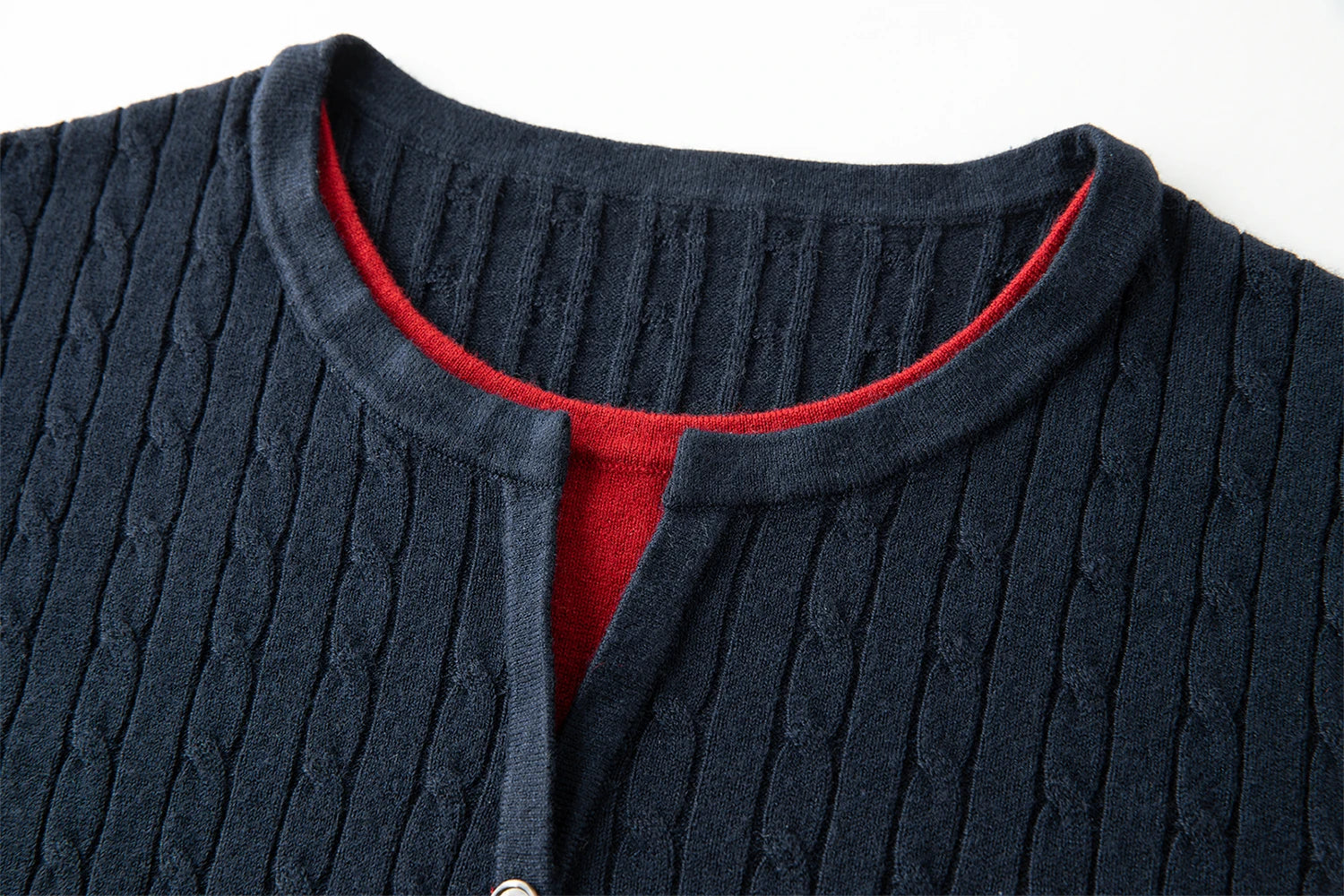 Cable Knit Faux Two-Piece Sweater