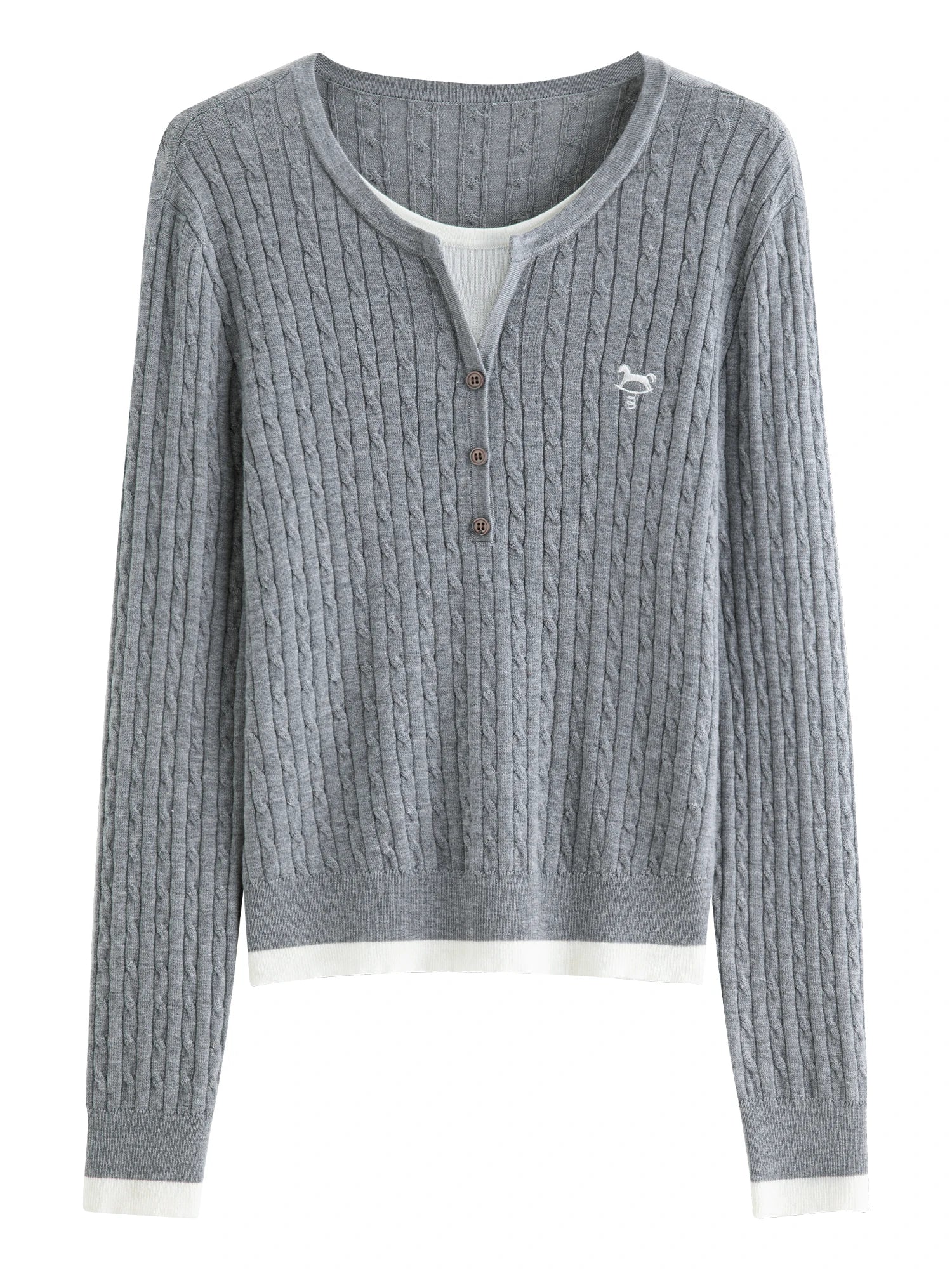 Cable Knit Faux Two-Piece Sweater