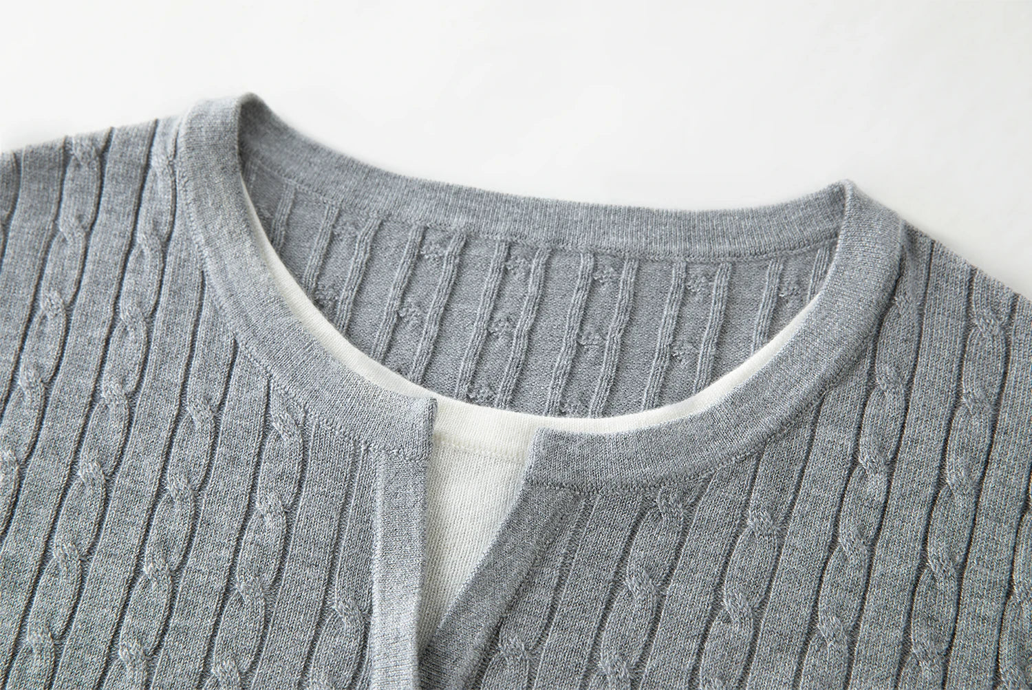 Cable Knit Faux Two-Piece Sweater